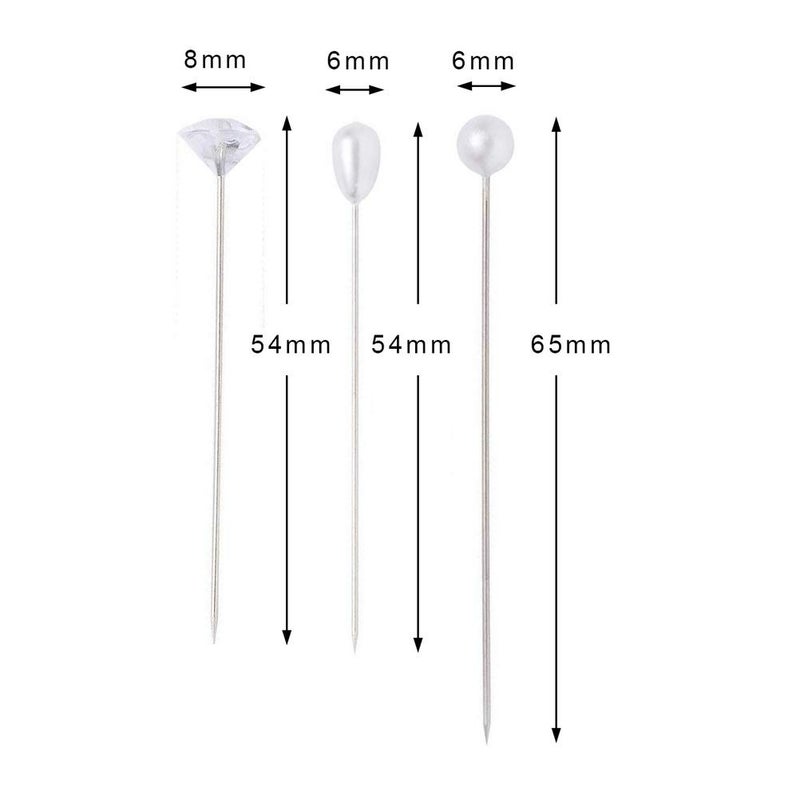 Pimoys 400 Pcs Bouquet Pins Flower Pin, 4 Styles Boutonniere Pins Pearl Crystal Head Corsage Pin for Dressmaking Jewelry Flower Decoration - Image 2